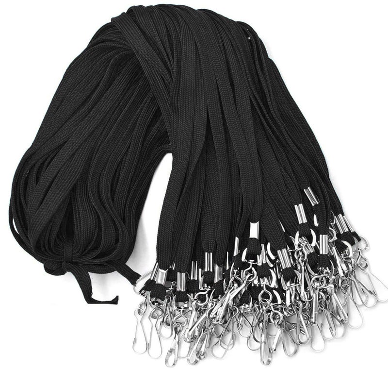 Beebel Lanyard 50PCS Lanyards with Swivel Hook clips for ID Name Badge Holder (Black) - Image 1